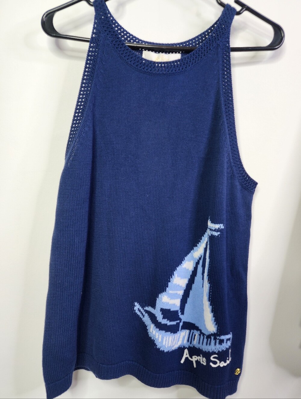 Emra Sweater Tank, Navy Knit, Large